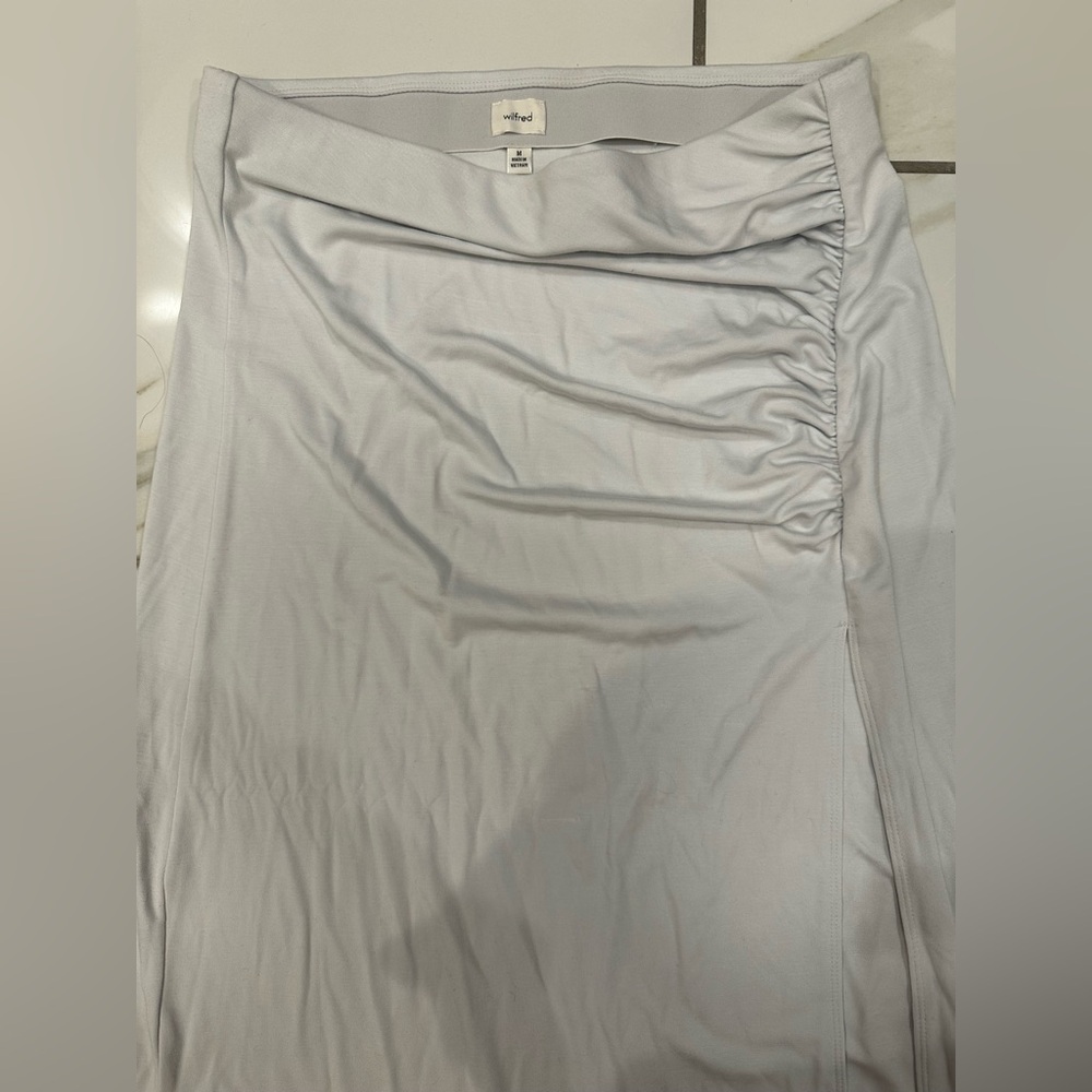 Wilfred Light Gray Midi Skirt with Side Ruching